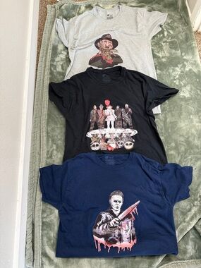 Hanes Black Graphic Tee with Michael Myers Knife Art